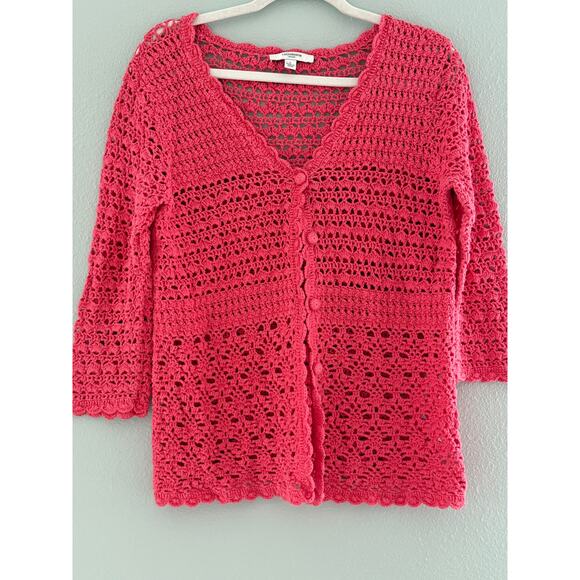 Vintage Liz Claiborne Pink Crotchet Sweater - Picture 1 of 6